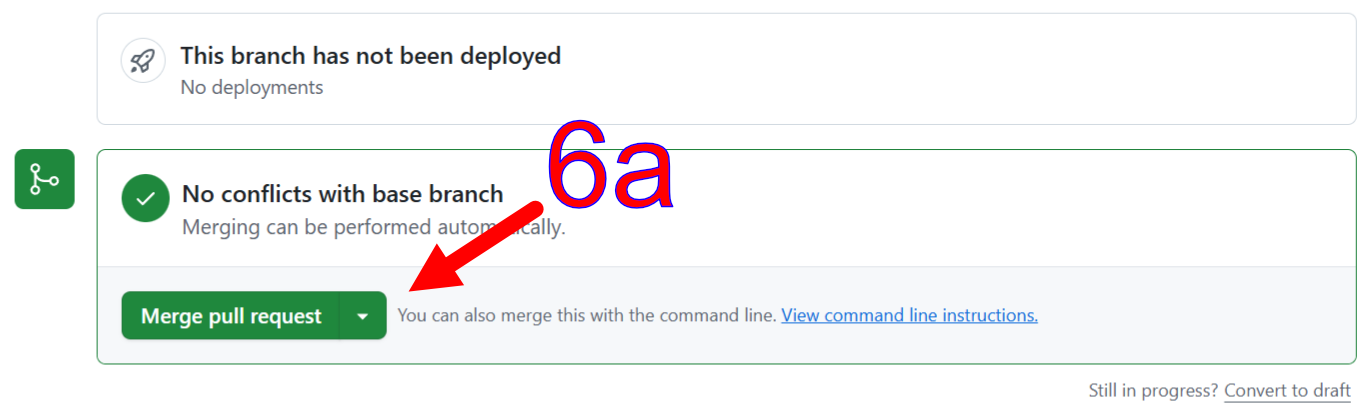 A pull request reporting no conflicts with the base branch, with the green Merge pull request button marked